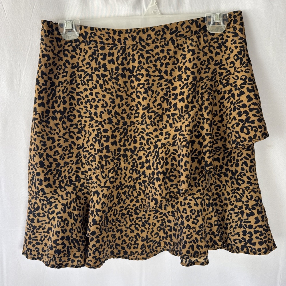 La La Land Creative Co Skirt Women's Sz Large Leopard Mini Skirt Animal Print